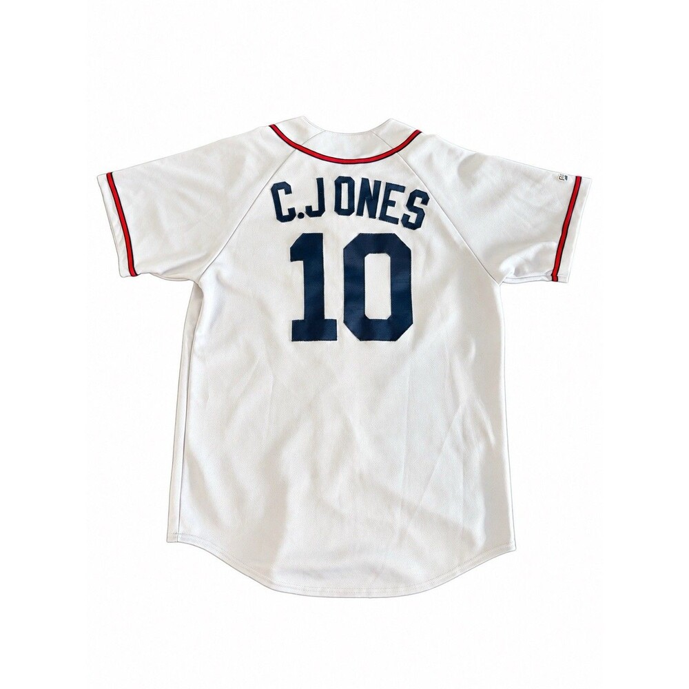 Vintage Chipper Jones Atlanta Braves Gray Road Jersey Majestic Men's L Baseball